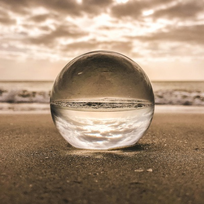 A stock image of a reflective globe