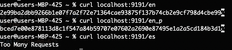 terminal output showing request volume exceeding the limit logic