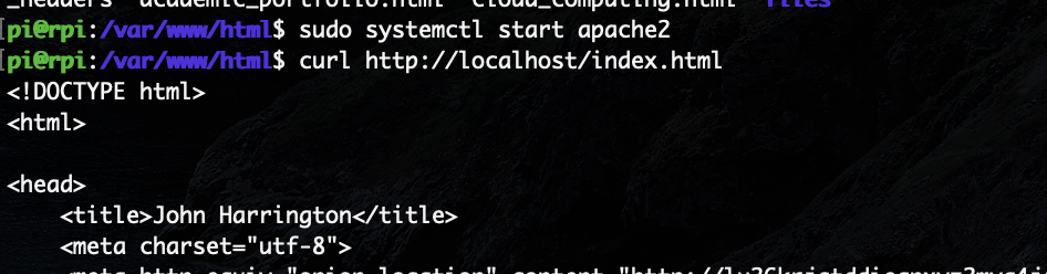 Screenshot of the first SSH access of the Pi