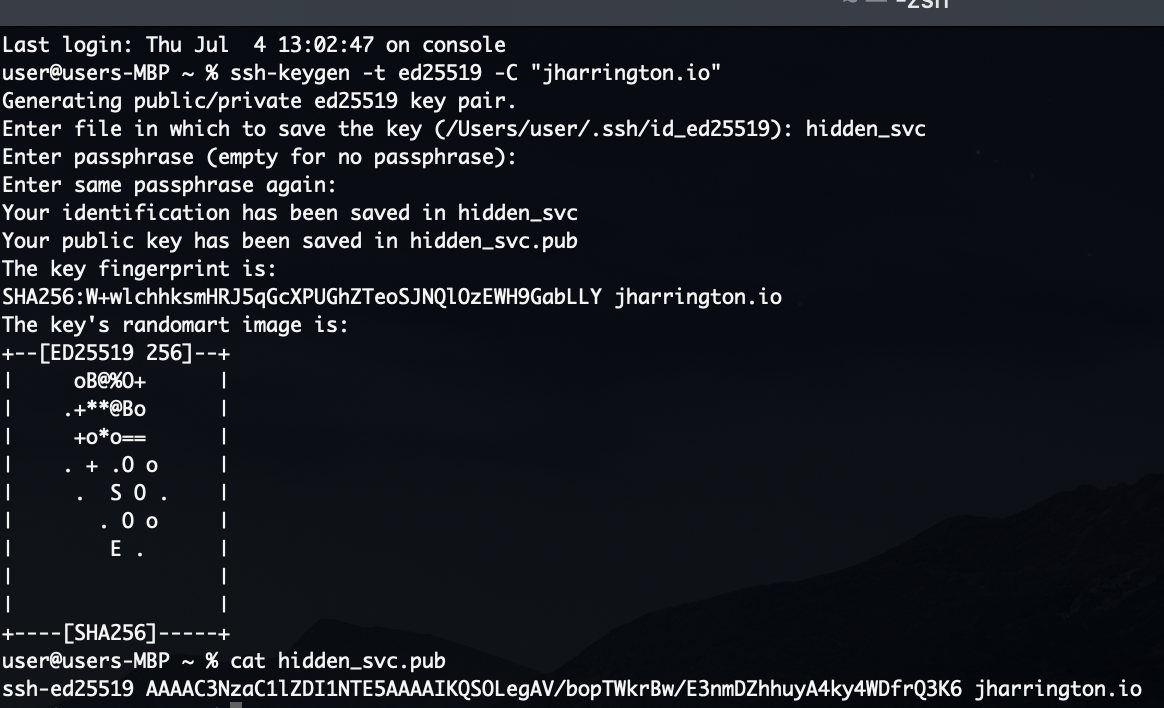 Screenshot of the ssh-keygen tool being used