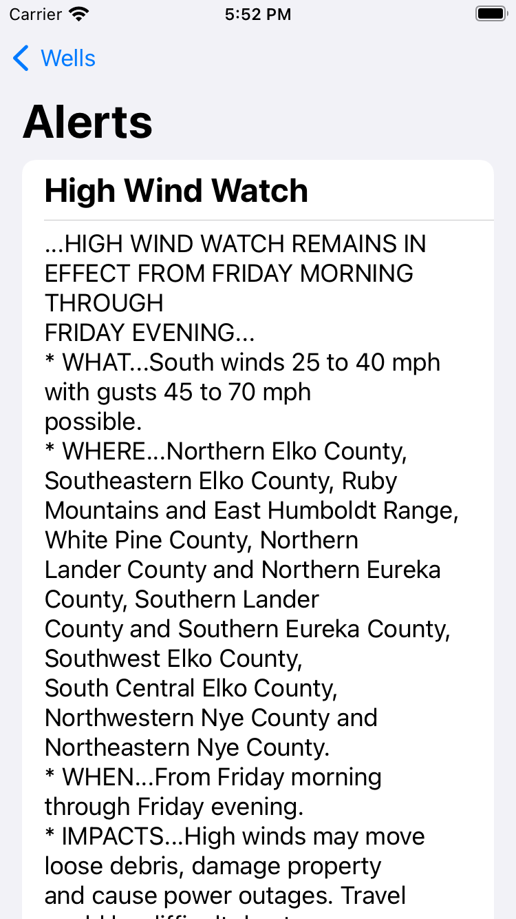 List of HourlyView views composing an hourly forecast view