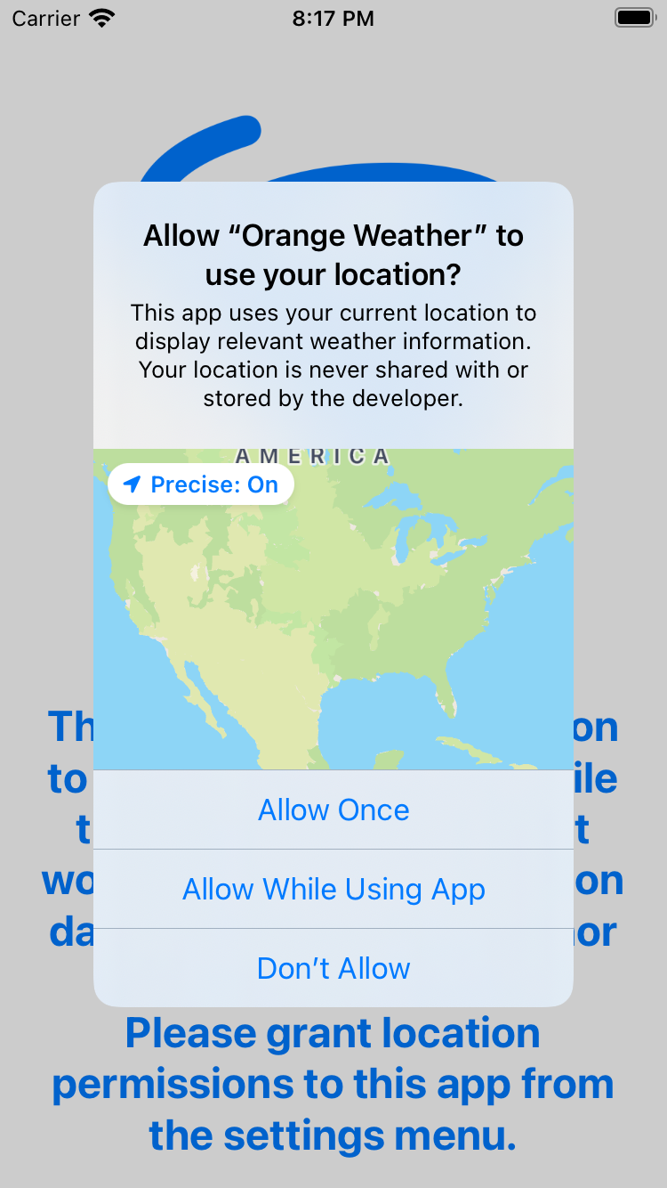 Location permission prompt