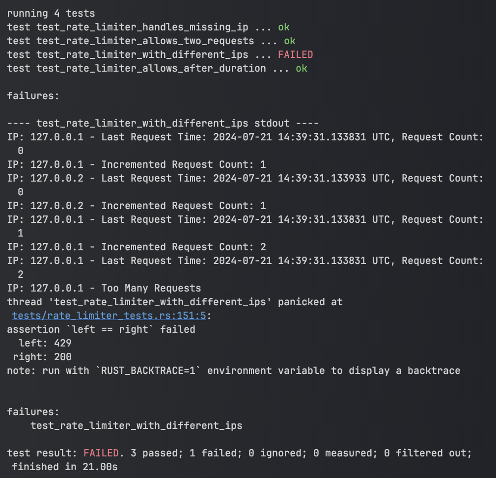 terminal output showing that tests passed